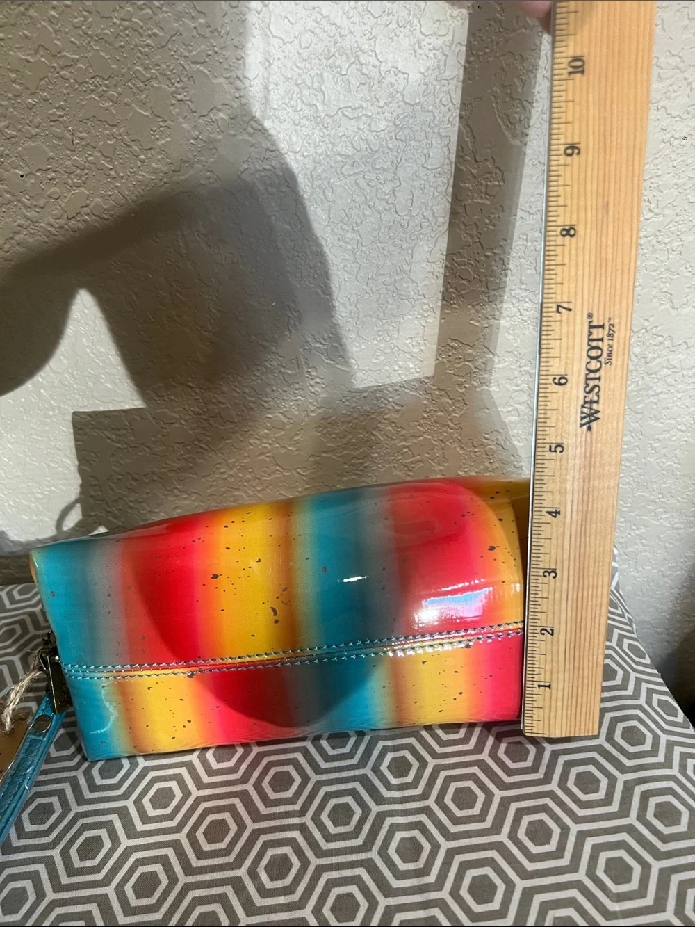 Catchfly studios Bright Multicolor Striped Vinyl Cosmetic Bag